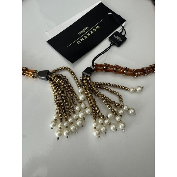 Max Mara Zinnia Wrap Beaded Ribbon Necklace NWT $250 - Picture 6 of 9